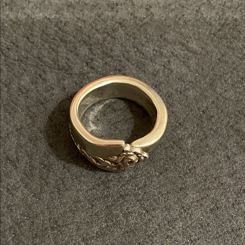 Damask Rose Sterling Silver Ring with Rose Detail